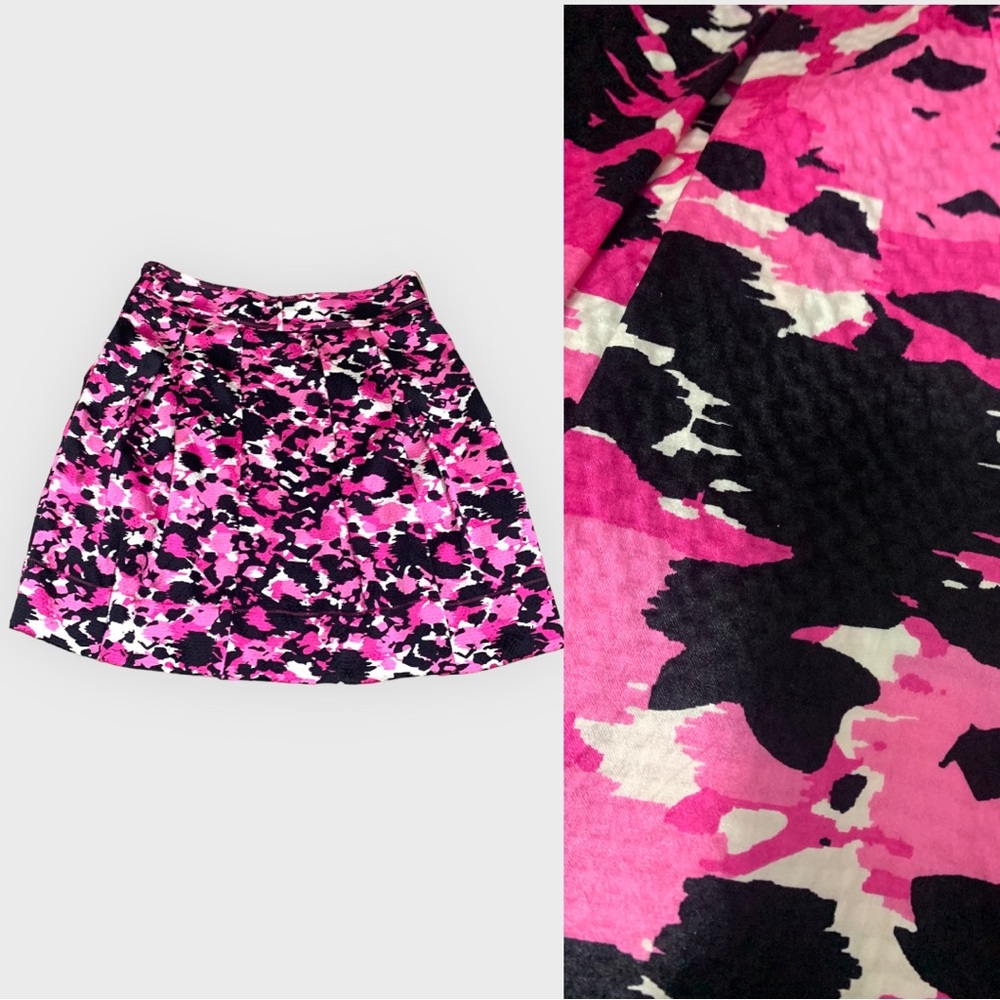 Etcetera sz 12 100% silk skirt w pockets Pink abstract camo .